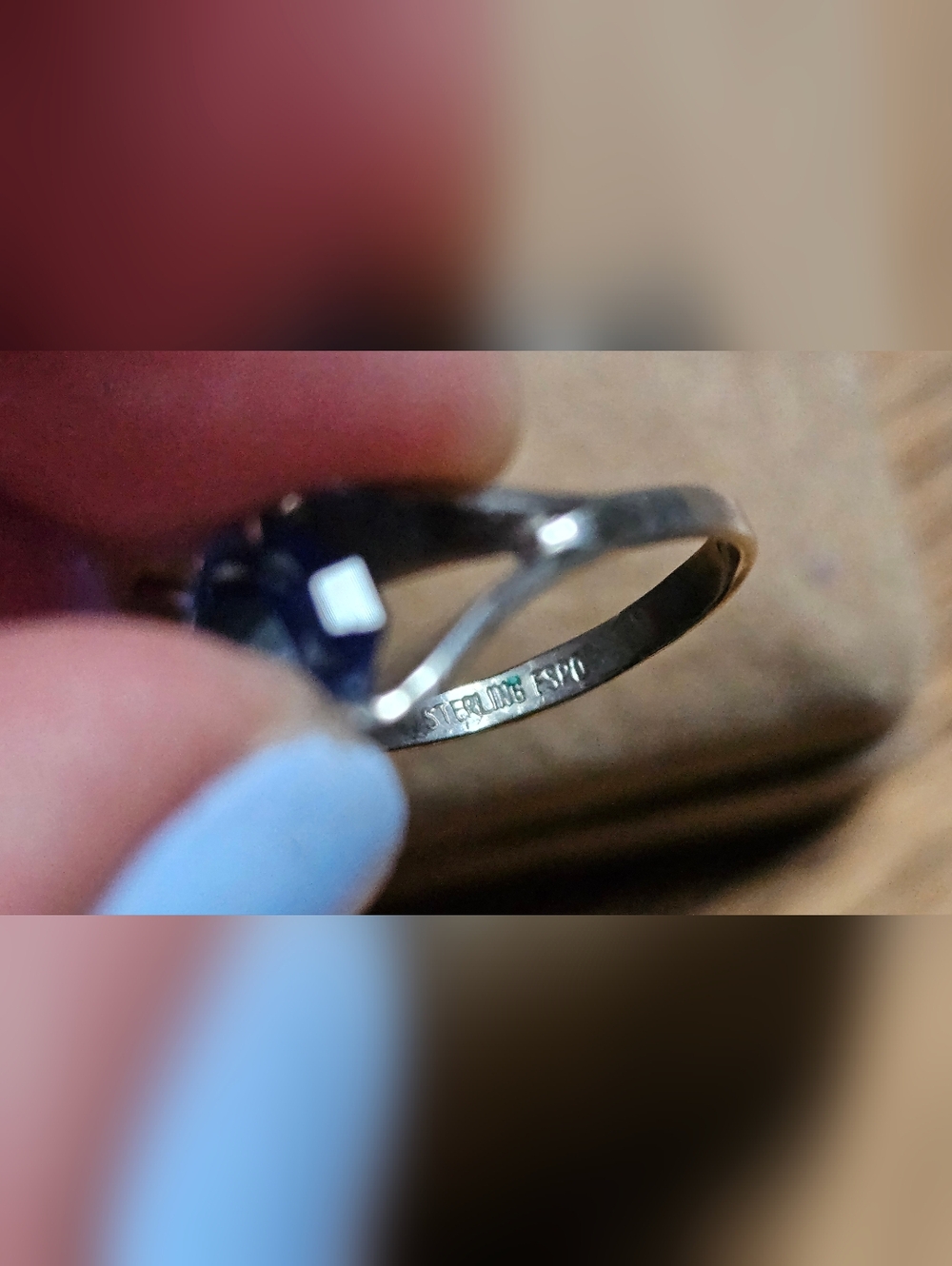 Vintage Joseph Esposito Sterling ESPO Ring with Blue Gemstone Size 6 - Picture 5 of 5